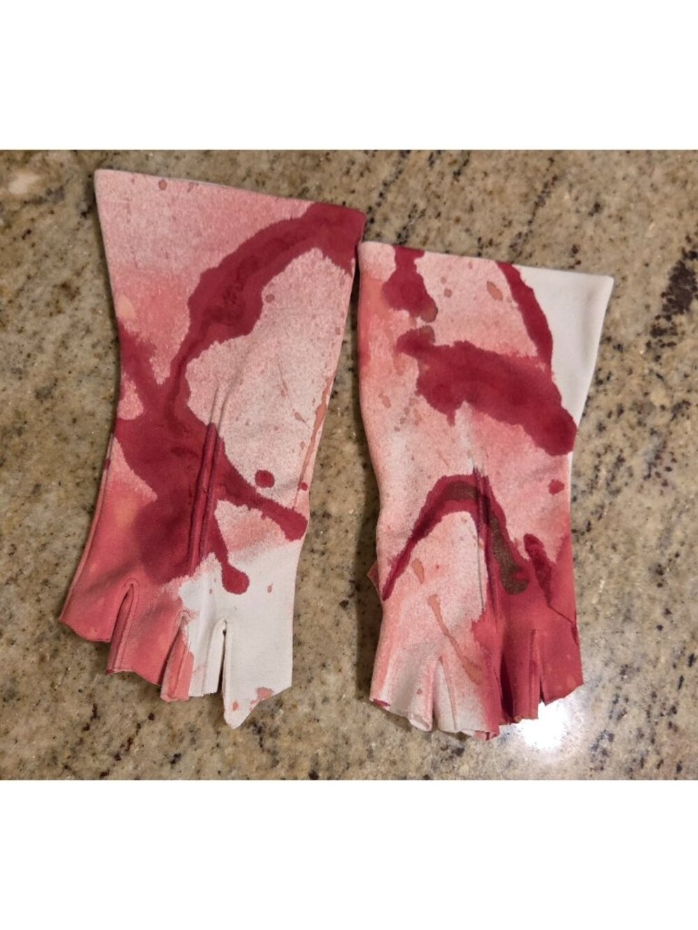 Women's Size XL XXL Fingerless Blood Soaked Stain Spatter Gloves Costume Horror